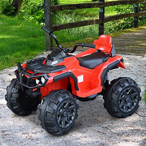 HOMCOM Quad Eléctrico Niño Coche Eléctrico Cuatrimoto Batería 12V con MP3 Radio Luces Sonidos 103,5x69,5x70 cm Carga 30kg