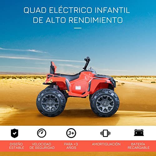 HOMCOM Quad Eléctrico Niño Coche Eléctrico Cuatrimoto Batería 12V con MP3 Radio Luces Sonidos 103,5x69,5x70 cm Carga 30kg