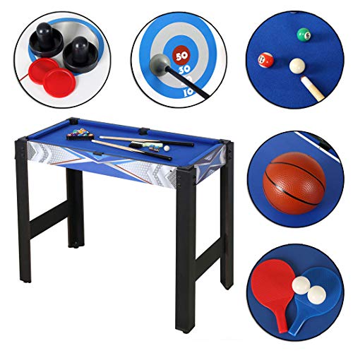 homelikesport Mesa Multijuegos 5 En 1 Mesa de Futbolin Mesa Billar Mesa Pingpong (Mesa Billar Futbolín Pingpong Bacloncesto y Hockey) Deportes y Interes