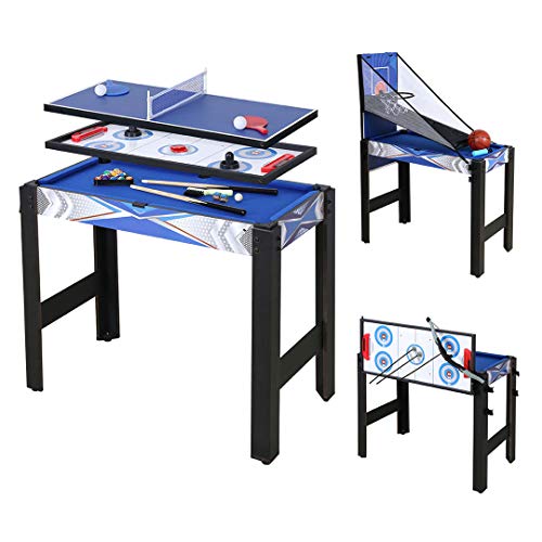 homelikesport Mesa Multijuegos 5 En 1 Mesa de Futbolin Mesa Billar Mesa Pingpong (Mesa Billar Futbolín Pingpong Bacloncesto y Hockey) Deportes y Interes