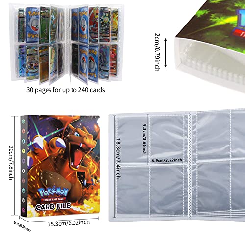 HONGECB Album De Cartas Pokemon, Álbum de Cartas Coleccionables, Carpeta Cartas Pokemon, Álbum Titular de Tarjetas, 30 páginas - Puede Contener Hasta 240 Tarjetas, Dragonite