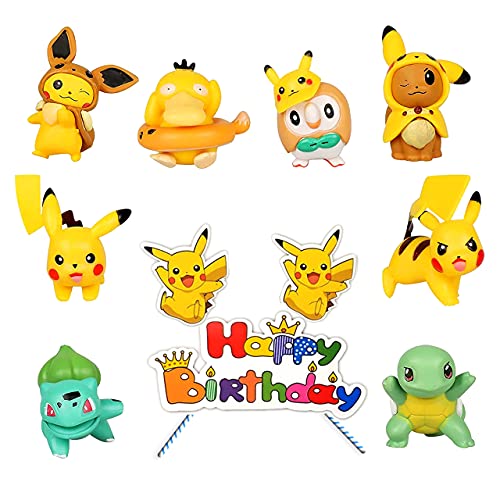 HONGECB Mini Pokemon Figuras Juguetes, Pikachu Cake Topper Figuras, Acción Juguetes Modelo Muñecas, Pastel Decoración Suministros, Para Figuras Abanicos, Fiestas De Cumpleaños, Bodas, Fiestas