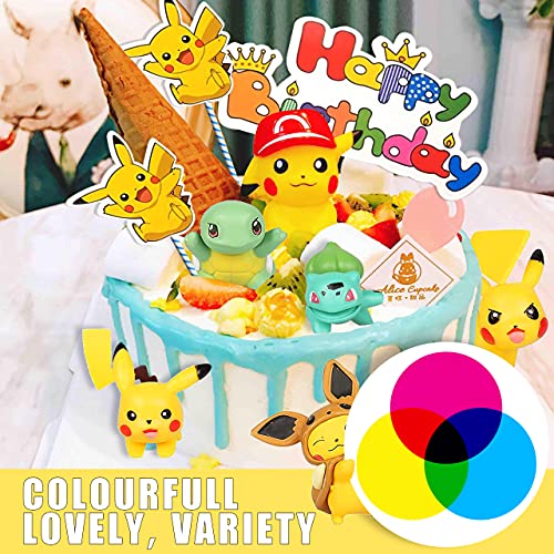 HONGECB Mini Pokemon Figuras Juguetes, Pikachu Cake Topper Figuras, Acción Juguetes Modelo Muñecas, Pastel Decoración Suministros, Para Figuras Abanicos, Fiestas De Cumpleaños, Bodas, Fiestas