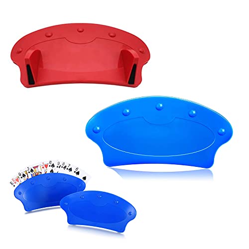 Hoobao 2 Piezas Soporte para Naipes, Porta Naipes Estable, Playing Card Holder,Plastic Poker Rack Juego de Cartas Titular,DiseñO Curvado Soporte de Poker, para Juego de Cartas para NiñOs y Ancianos