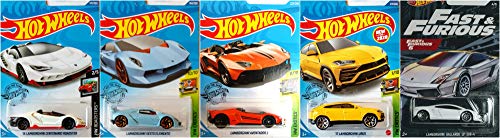 Hot Wheels Lamborghini 5 Car Set Bundle Includes Aventador J and Centenario Roadster