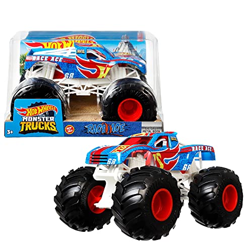 Hot Wheels Monster Trucks Vehículo de carreras Coche de juguete todoterreno, regalo para niños +3 años (Mattel GTJ37)