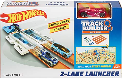 Hot Wheels- Track Builder Doble Lanzadora con Coches de Juguete, Multicolor (Mattel DJD68)