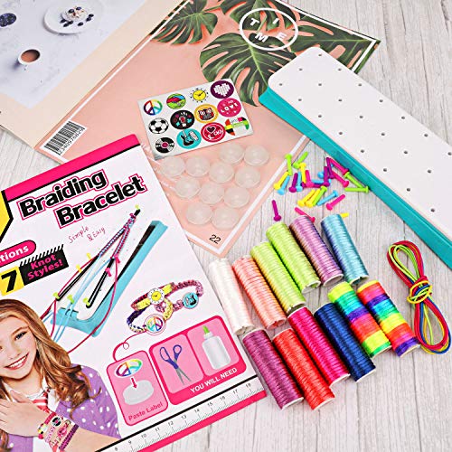 HOWAF Friendship Bracelets Making Kit for Girls Teens Learn to Braid Weaving Bracelets Jewelry-Making Crafting for Girls Birthday, Bracelet Maker Loom Band Spools Design Booklets