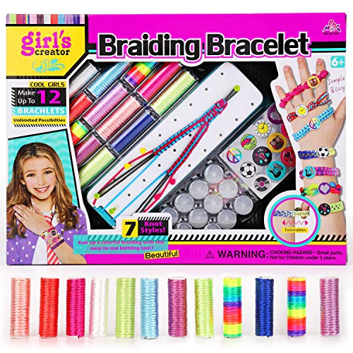 HOWAF Friendship Bracelets Making Kit for Girls Teens Learn to Braid Weaving Bracelets Jewelry-Making Crafting for Girls Birthday, Bracelet Maker Loom Band Spools Design Booklets