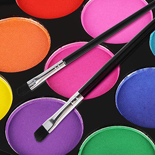 HOWAF Pinturas Cara para Niños, Pintura Facial, Seguridad no tóxica,15 Colores + 60 Plantillas + 2 Glitter + 2 Pinceles + 8 Esponjas para Halloween Decoración, Fiestas, Cosplay, Santa, Carnaval