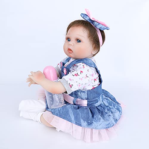 HRYEOY Reborn Muñeca Bebes55 cm 22 Pulgadas Lifelike Suave Vinilo de Silicona Muñecos Bebé Recién Nacido Hecho a Mano Regalo de Juguete Baby Doll Bebe Reborn niña