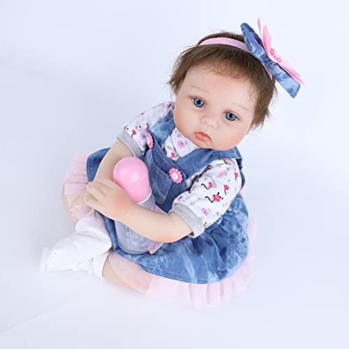 HRYEOY Reborn Muñeca Bebes55 cm 22 Pulgadas Lifelike Suave Vinilo de Silicona Muñecos Bebé Recién Nacido Hecho a Mano Regalo de Juguete Baby Doll Bebe Reborn niña