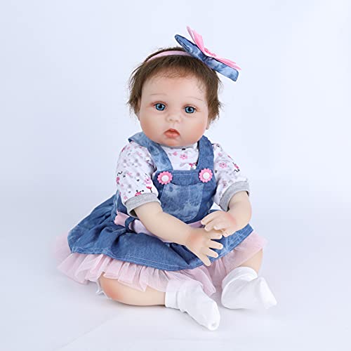 HRYEOY Reborn Muñeca Bebes55 cm 22 Pulgadas Lifelike Suave Vinilo de Silicona Muñecos Bebé Recién Nacido Hecho a Mano Regalo de Juguete Baby Doll Bebe Reborn niña