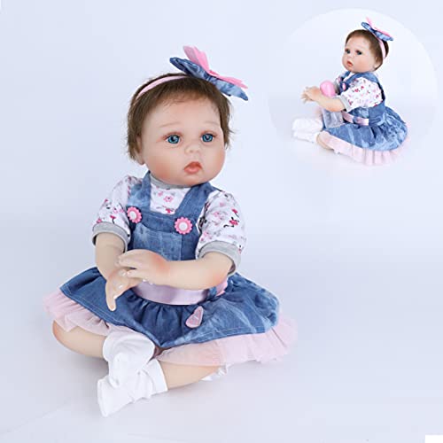 HRYEOY Reborn Muñeca Bebes55 cm 22 Pulgadas Lifelike Suave Vinilo de Silicona Muñecos Bebé Recién Nacido Hecho a Mano Regalo de Juguete Baby Doll Bebe Reborn niña