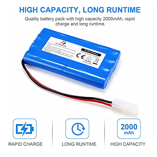 HT TopHinon 2000mAh 9.6V NiMH RC Paquete de Carreras de Baterías para Modelos de Coches, Aviones, Robots (Juguetes), Batería de Alto Rendimiento RC + Posavasos como Regalo