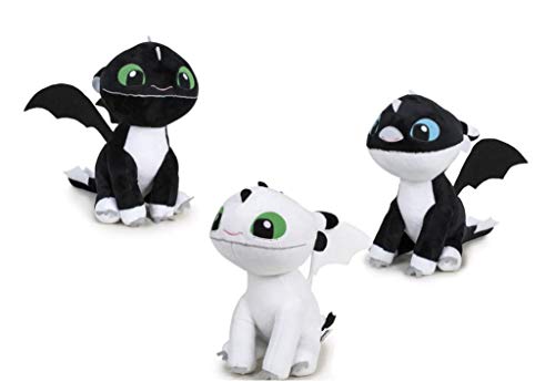 HTTYD Dragons, como Entrenar a tu dragón 3 - Pack 3 Peluches Bebe Dragones 10'24"/26cm Calidad Super Soft