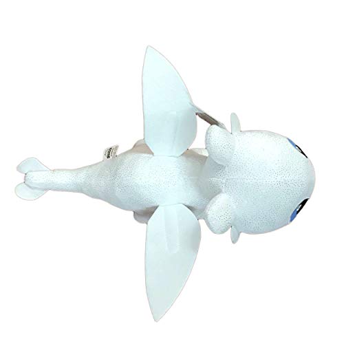 HTTYD Dragons, como Entrenar a tu dragón - Pack 2 Peluches Furia Luminosa (Light Fury) + Desdentao (Toothless) - Calidad Super Soft 11'80"/30cm (40cm Cola incluida)