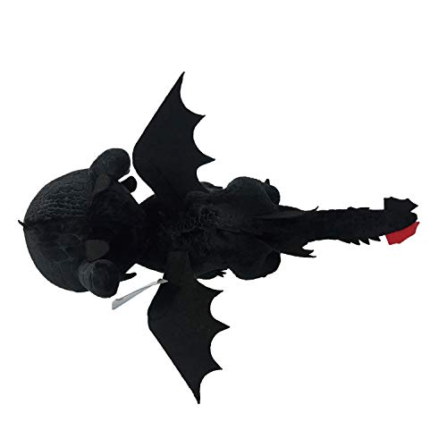 HTTYD Dragons, como Entrenar a tu dragón - Pack 2 Peluches Furia Luminosa (Light Fury) + Desdentao (Toothless) - Calidad Super Soft 11'80"/30cm (40cm Cola incluida)