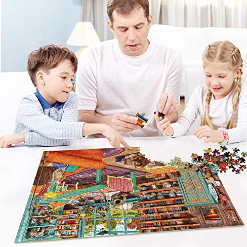 HUADADA Puzle de 1000 piezas, puzle para adultos, impossible rompecabezas, juego de habilidad para toda la familia, puzzle colorido Cosy Retreat Windowsill Cat, puzzle para adultos.