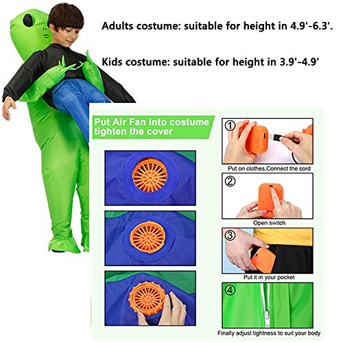 HUAMAO Disfraz de dinosaurio inflable para niños, Air Fan Operated Marcher Fancy Dress Halloween Party hinchable disfraz de animal (S)