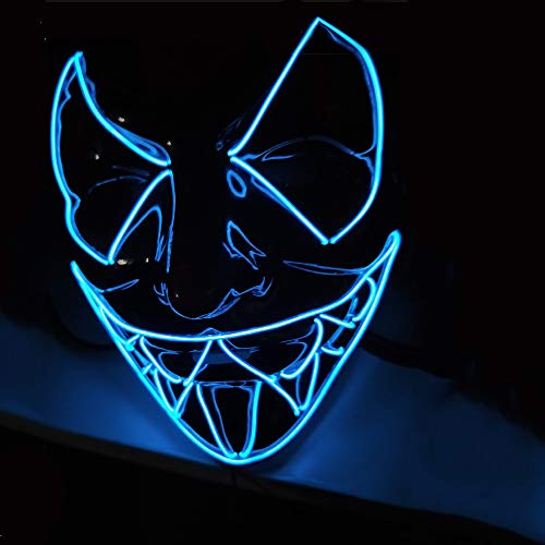 HUAQIN Máscara LED Venom para Halloween, con 3 modos de iluminación, para fiestas, Halloween, carnaval, cosplay, adultos y niños a partir de 5 años (azul)