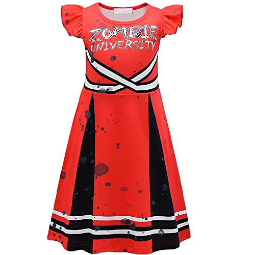 huayuwy Disfraz de Zombie Fearleader para niñas Zombie Cheerleader Uniforme de Cospaly Juego de Miedo 3D Juego de Roles para niños Vestido de Cospaly para la Fiesta de Carnaval de Halloween