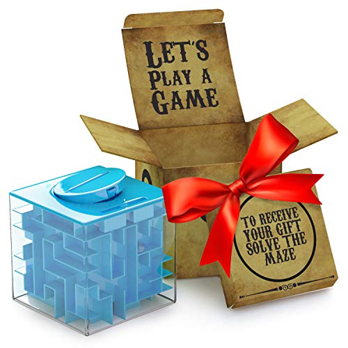 Huchas Originales aGreatLife Caja Money Maze Laberinto De Dinero | Cubo Puzzle Rompecabezas | Idea Original Para Regalar A Niños Y Adultos | Kit De Recompensa Reutilizable | Laberinto Con Sorpresa | Lado 7.6 Cm, Azul