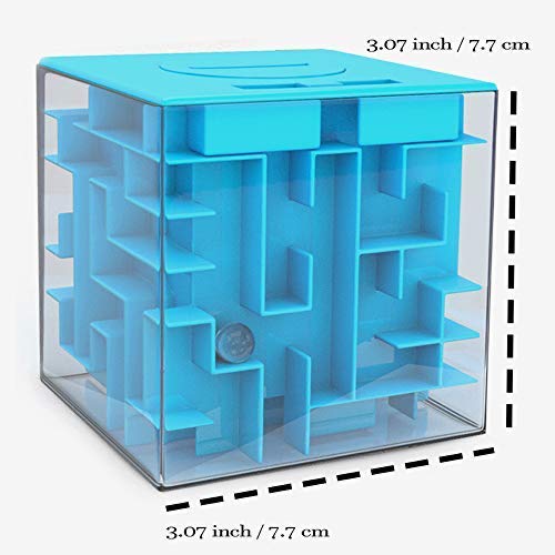 Huchas Originales aGreatLife Caja Money Maze Laberinto De Dinero | Cubo Puzzle Rompecabezas | Idea Original Para Regalar A Niños Y Adultos | Kit De Recompensa Reutilizable | Laberinto Con Sorpresa | Lado 7.6 Cm, Azul