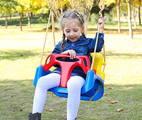 Huike Columpio infantil 3 en 1, asiento para bebé, ajustable, columpio de jardín para bebés y niños, con respaldo y cinturón de seguridad, columpio libre con cuerda de altura regulable