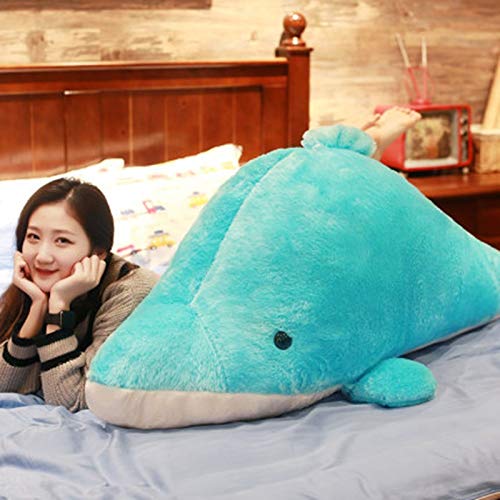 HUOQILIN Juguetes Fugu Delfín Felpa, Los Juguetes Grandes Gigantes/Suaves, Animales De Peluche, Felpa Almohada Abrazo Almohada Animal De Peluche (Color : Blue, Size : 100cm)