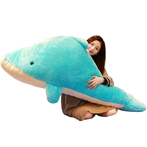 HUOQILIN Juguetes Fugu Delfín Felpa, Los Juguetes Grandes Gigantes/Suaves, Animales De Peluche, Felpa Almohada Abrazo Almohada Animal De Peluche (Color : Blue, Size : 100cm)