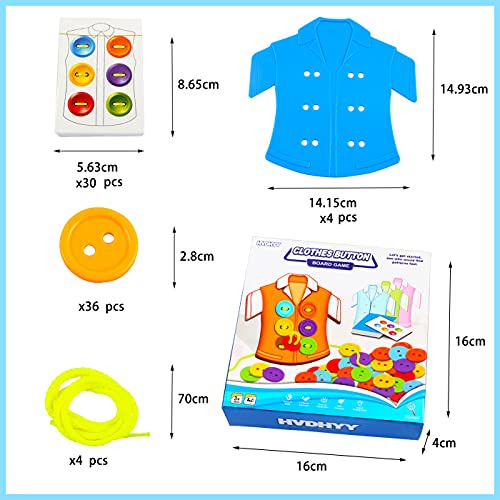 HVDHYY 74piezas Juguetes Montessori Educativo Motora Fina Ropa y botón Juego de Enhebrar Viaje Aprendizaje de Habilidades Básicas Vida para 3+ Niños y Niñas Navidad Cumpleaños Regalo