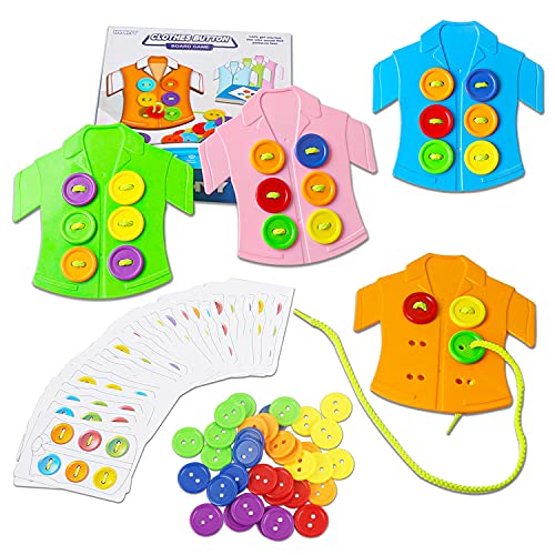 HVDHYY 74piezas Juguetes Montessori Educativo Motora Fina Ropa y botón Juego de Enhebrar Viaje Aprendizaje de Habilidades Básicas Vida para 3+ Niños y Niñas Navidad Cumpleaños Regalo