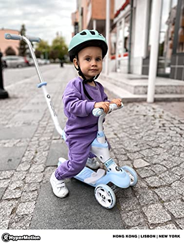 HyperMotion - Patinete infantil evolutivo modulable de 1 a 5 años 5 en 1 bicicleta de montaña, reposapiés, sillín, volante ajustable, color azul