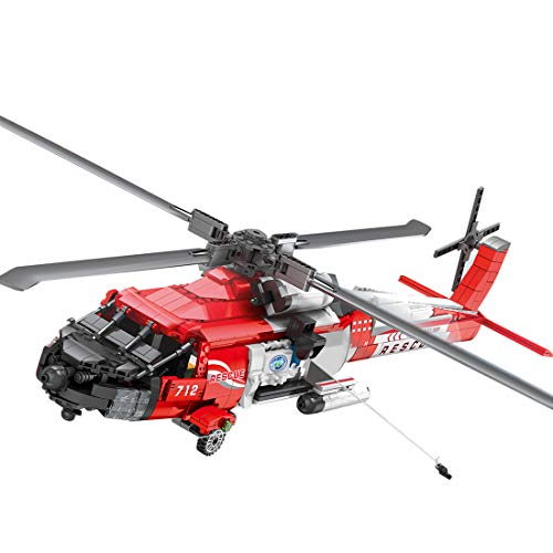 HYZH Juego de construcción de construcción de helicópteros, 1137 bloques de construcción técnica HH-60J, helicóptero de rescate aéreo DIY modelo de ladrillos, juguete compatible con Lego Technic