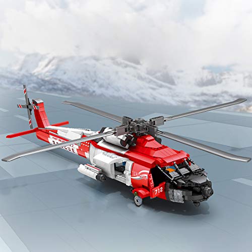 HYZH Juego de construcción de construcción de helicópteros, 1137 bloques de construcción técnica HH-60J, helicóptero de rescate aéreo DIY modelo de ladrillos, juguete compatible con Lego Technic