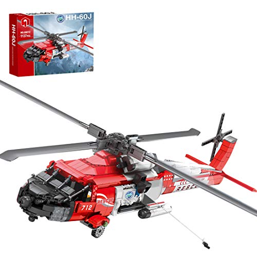 HYZH Juego de construcción de construcción de helicópteros, 1137 bloques de construcción técnica HH-60J, helicóptero de rescate aéreo DIY modelo de ladrillos, juguete compatible con Lego Technic