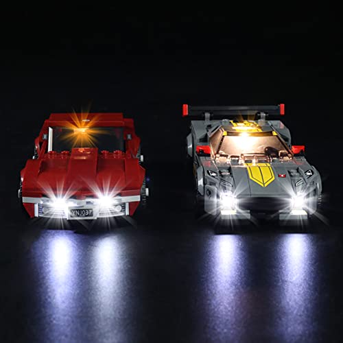 icuanuty Kit de Iluminación LED para Lego 76903, Kit de Luces Compatible con Lego Speed Champions Chevrolet Corvette C8.R y 1968 (No Incluye Modelo Lego)