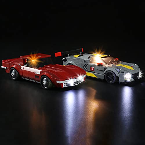 icuanuty Kit de Iluminación LED para Lego 76903, Kit de Luces Compatible con Lego Speed Champions Chevrolet Corvette C8.R y 1968 (No Incluye Modelo Lego)