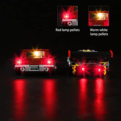 icuanuty Kit de Iluminación LED para Lego 76903, Kit de Luces Compatible con Lego Speed Champions Chevrolet Corvette C8.R y 1968 (No Incluye Modelo Lego)