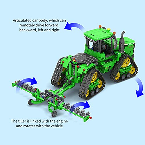 icuanuty Tecnología de Tractor Agrícola, 1706 Piezas Tractor Oruga con Control Remoto y Motores, Tractores de Juguete Compatibile con Lego Technic