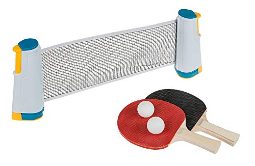 Idena 40204 - Juego de Ping Pong con Red, Dos paletas y Dos Pelotas, para un Montaje fácil en tableros de Mesa, Viajes, Vacaciones o en el jardín