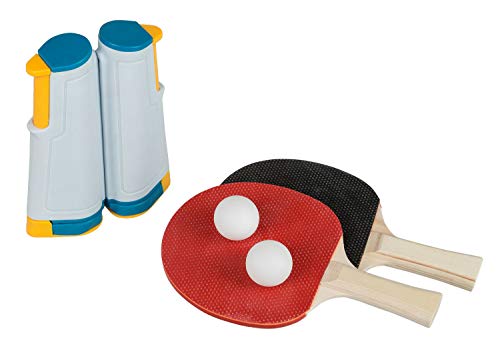 Idena 40204 - Juego de Ping Pong con Red, Dos paletas y Dos Pelotas, para un Montaje fácil en tableros de Mesa, Viajes, Vacaciones o en el jardín