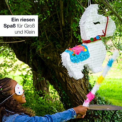 ILP Piñata Cumpleaños de Llama para Rellenar - Piñatas de Cumpleaños Niño - Piñatas para Rellenar - Piñatas Infantiles con Palo y Máscara - 40 x 10 x 46 cm