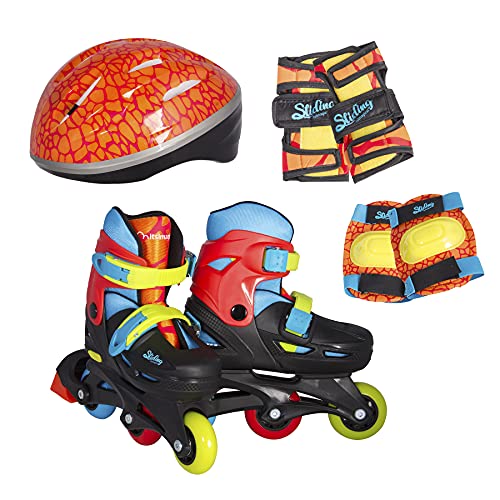 Imaginarium Rolling Evolution T-Rex Set de Patines evolutivos con Casco y Rodilleras - Talla 30-33 EU