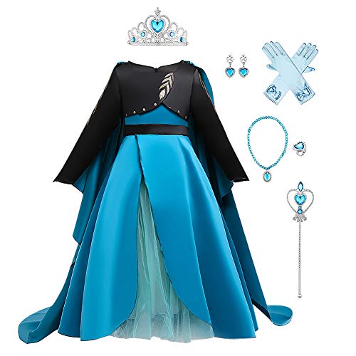 IMEKIS Disfraz de princesa de Frozen, 2 Anna, vestido de princesa de la nieve, para fiesta de cumpleaños, tutú de Halloween, carnaval, cosplay