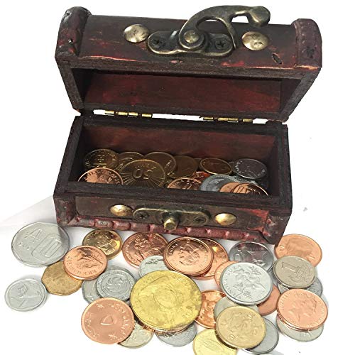 IMPACTO COLECCIONABLES Monedas de COLECCIÓN - 50 Monedas sin Circular de 50 Países + Cofre de Regalo