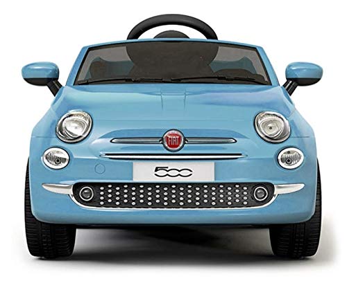 Indalchess Coche ELÉCTRICO para NIÑOS FIAT 500 12V, Azul, Mando Control Remoto Parental