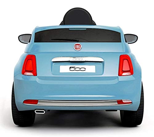 Indalchess Coche ELÉCTRICO para NIÑOS FIAT 500 12V, Azul, Mando Control Remoto Parental