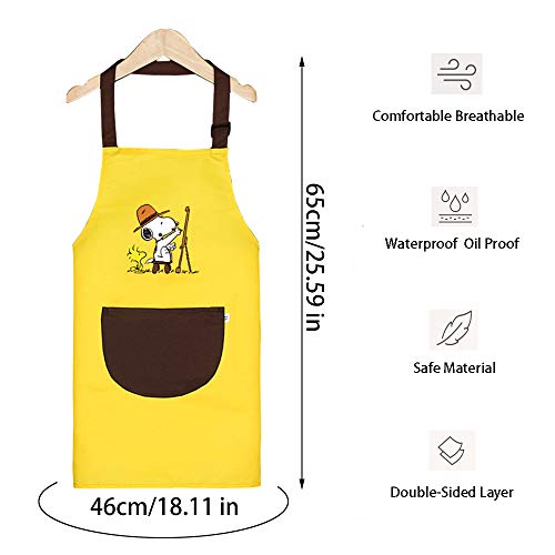 Infantil Delantal con Bolsillos, 2PCS Delantal Ajustable para Niñas/Niños, Pintura Impermeable Delantales de Niño, Niños Delantales de Cocina para Cocinar Hornear Pintar Artesanía (6-9 Años)